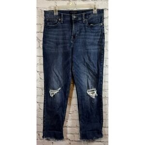 Lucky Brand Ankle Crop Jeans Distressed Dark Wash Denim‎ Size 6/28